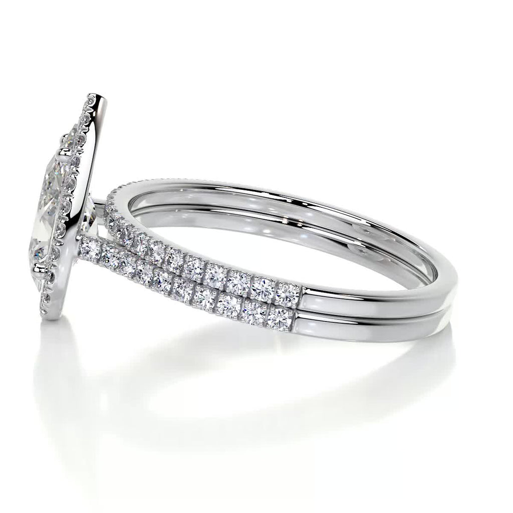 2.0 CT Pear Halo CVD F/VS Diamond Bridal Set 3