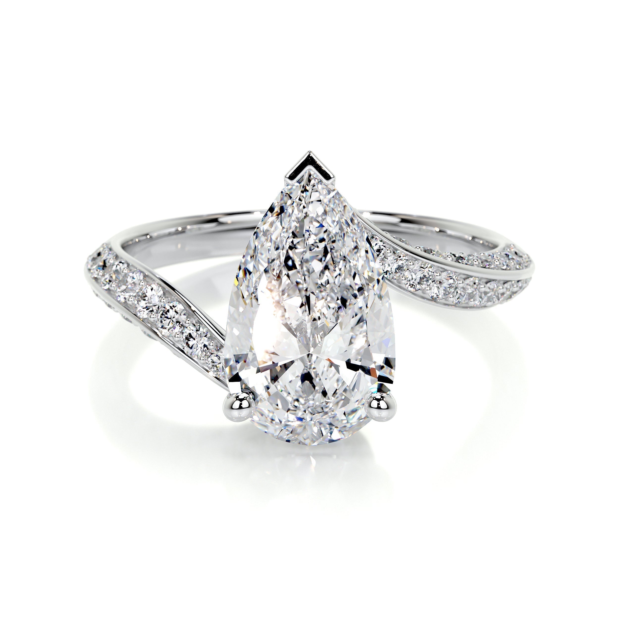 2.0 CT Pear Bypass CVD E/VS2 Diamond Engagement Ring 1