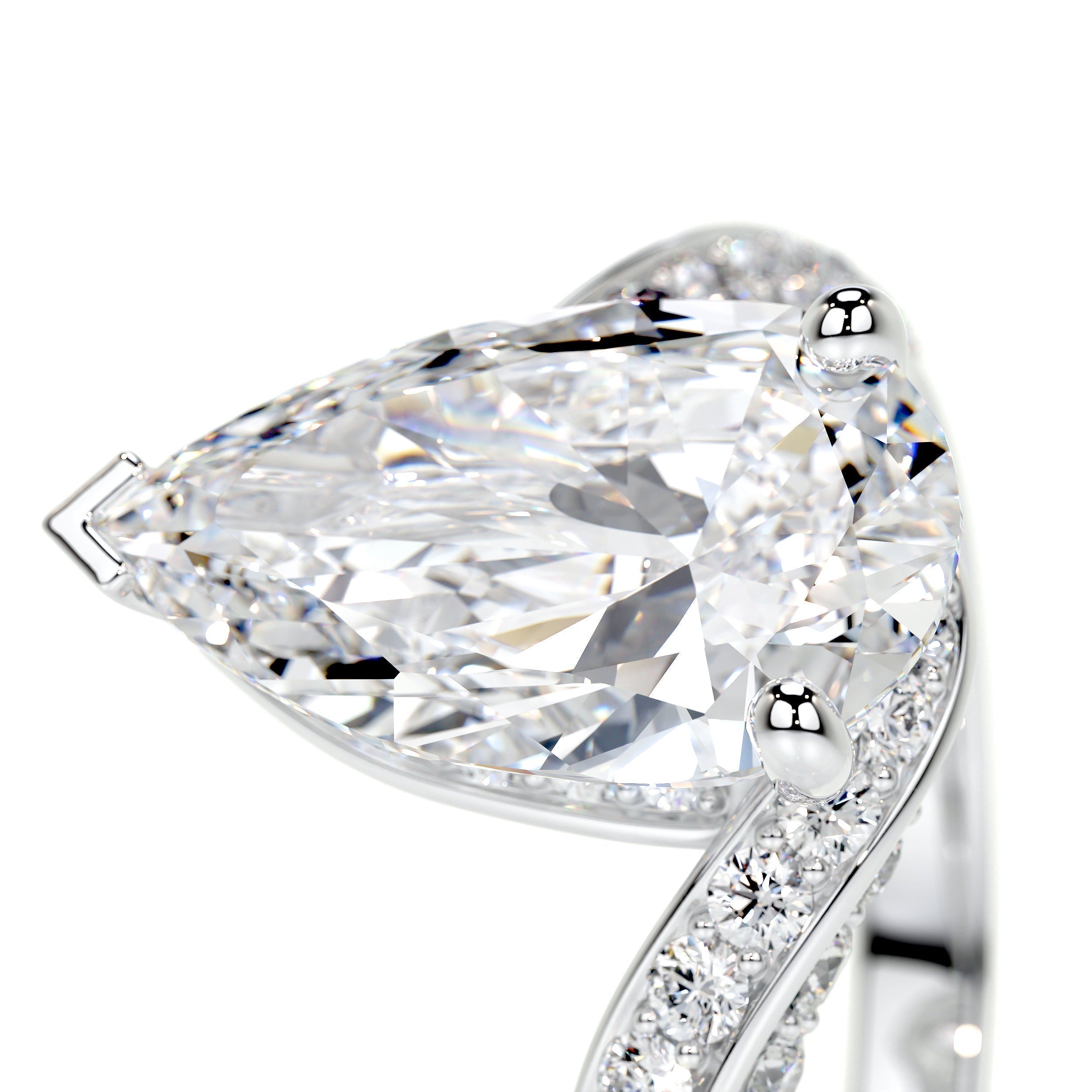 2.0 CT Pear Bypass CVD E/VS2 Diamond Engagement Ring 4