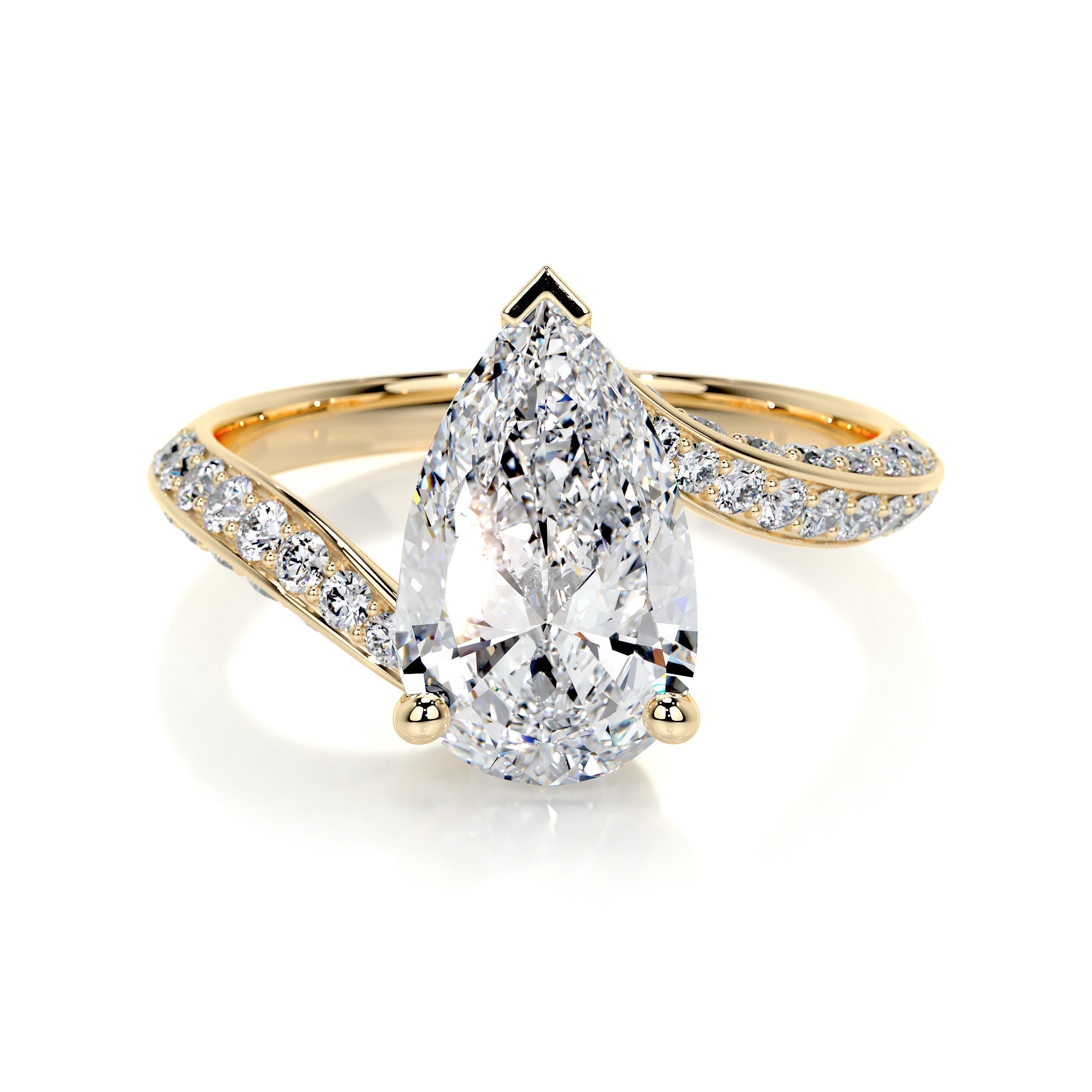 2.0 CT Pear Bypass CVD E/VS2 Diamond Engagement Ring 6