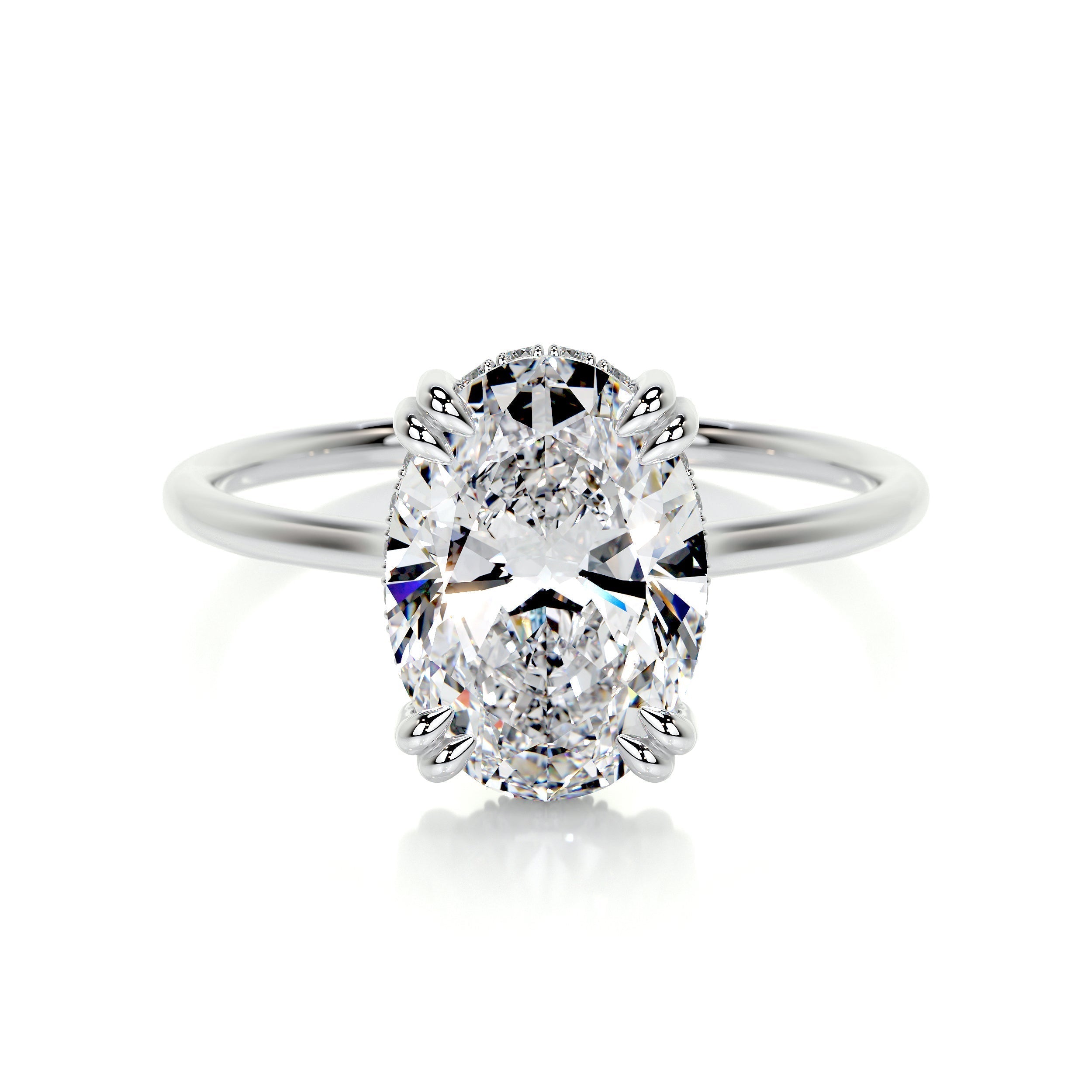 3.0 CT Oval Hidden Halo CVD E/SI1 Diamond Engagement Ring 1