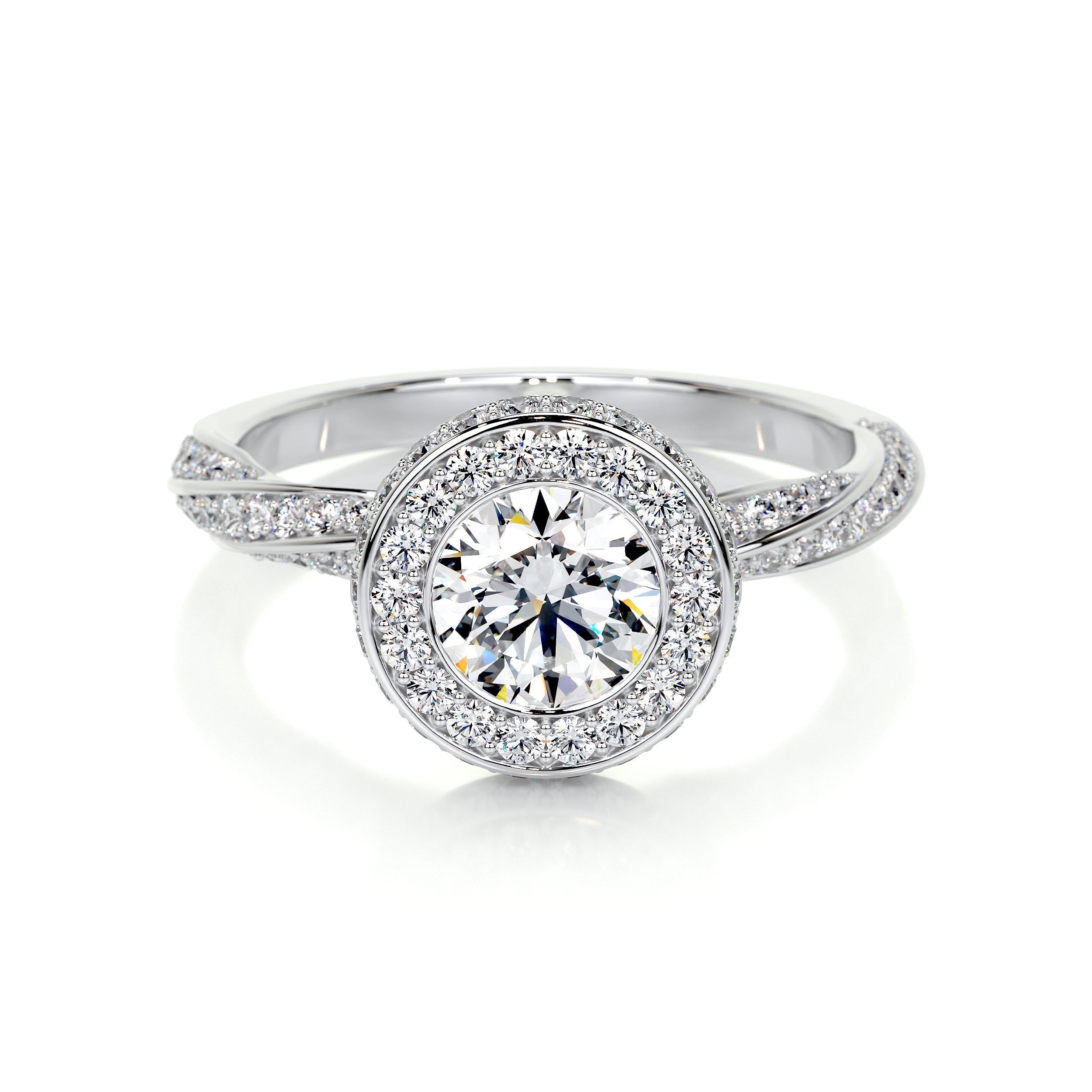 1.0 CT Round Halo CVD E/VS1 Diamond Engagement Ring 1