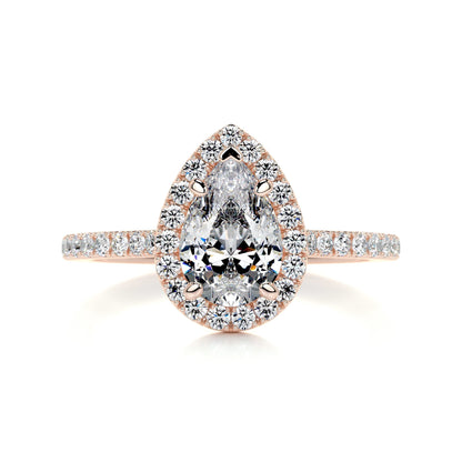 1.0 CT Pear Halo CVD F/VS2 Diamond Engagement Ring 12