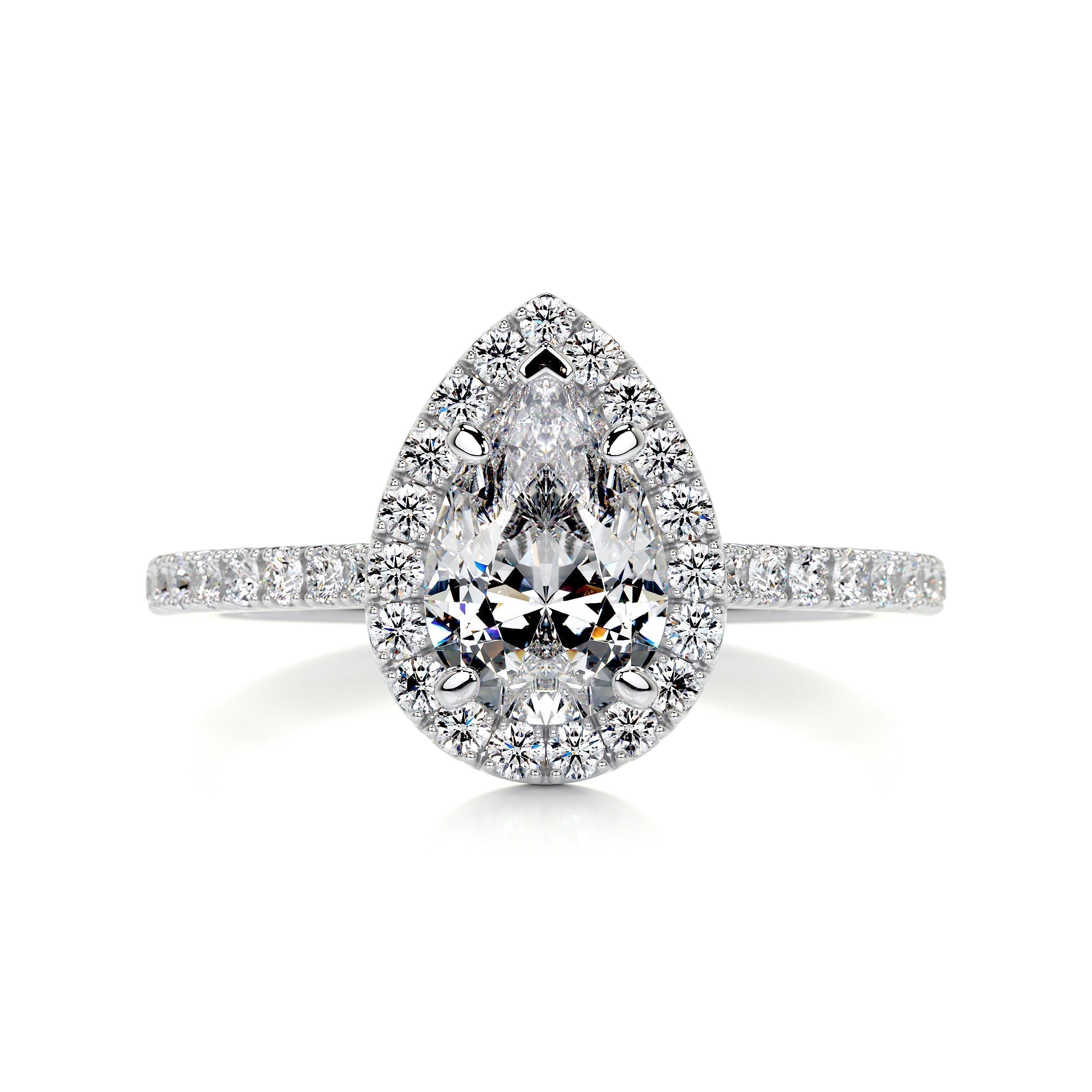 1.0 CT Pear Halo CVD F/VS2 Diamond Engagement Ring 1