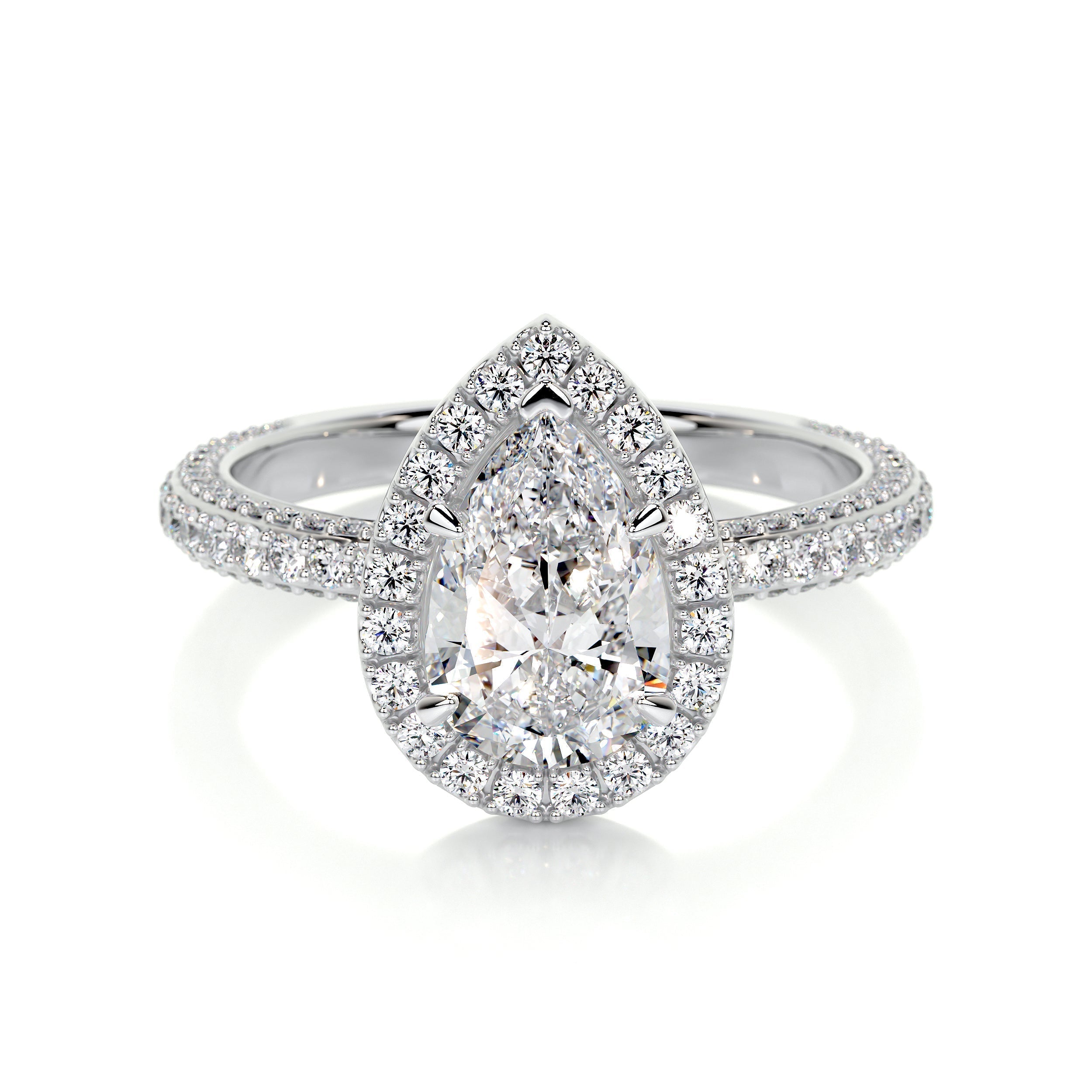 2.0 CT Pear Halo CVD F/VS2 Diamond Engagement Ring 1