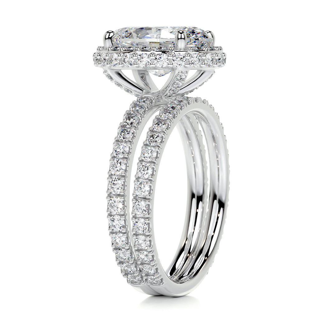 2.0 CT Oval Halo CVD F/VS Diamond Bridal Set 6