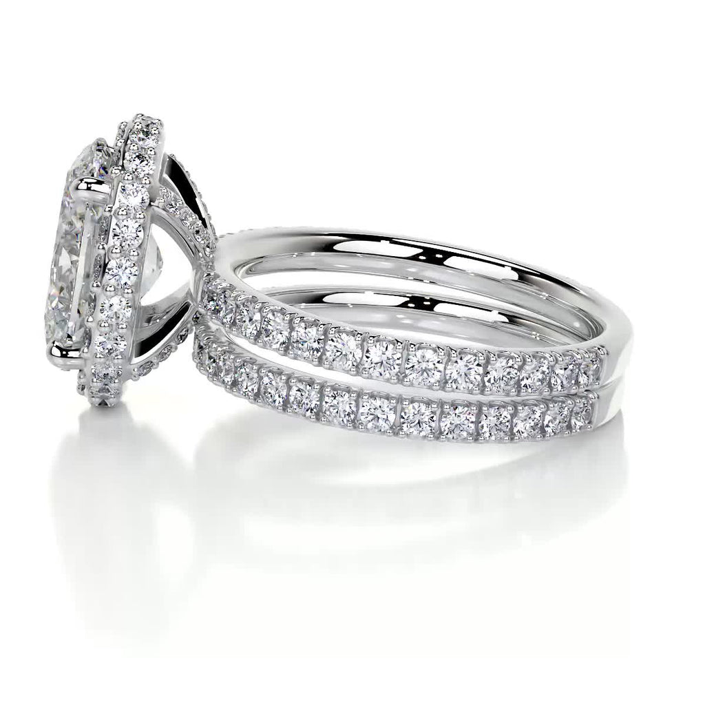 2.0 CT Oval Halo CVD F/VS Diamond Bridal Set 5