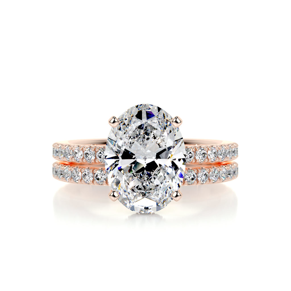 3.0 CT Oval Hidden Halo CVD F/VS Diamond Bridal Ring Set 6