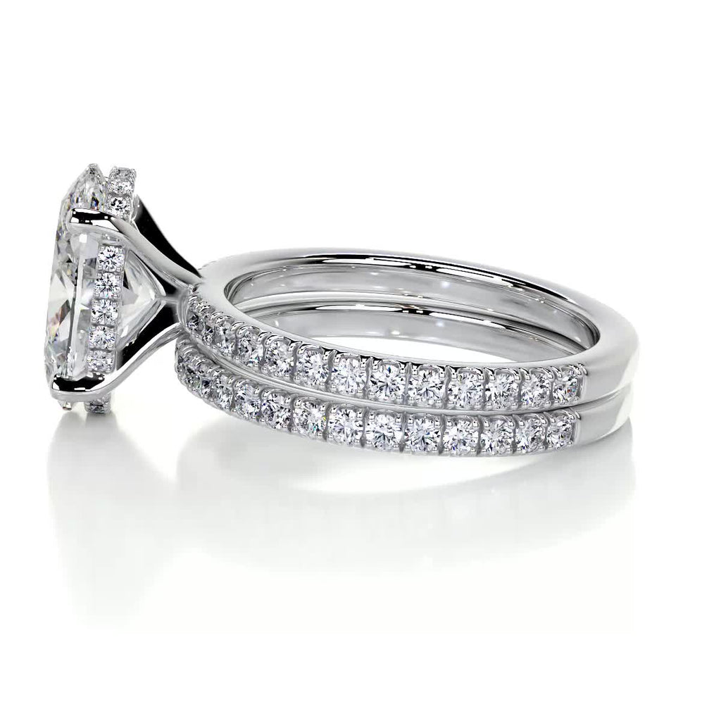 3.0 CT Oval Hidden Halo CVD F/VS Diamond Bridal Ring Set 4