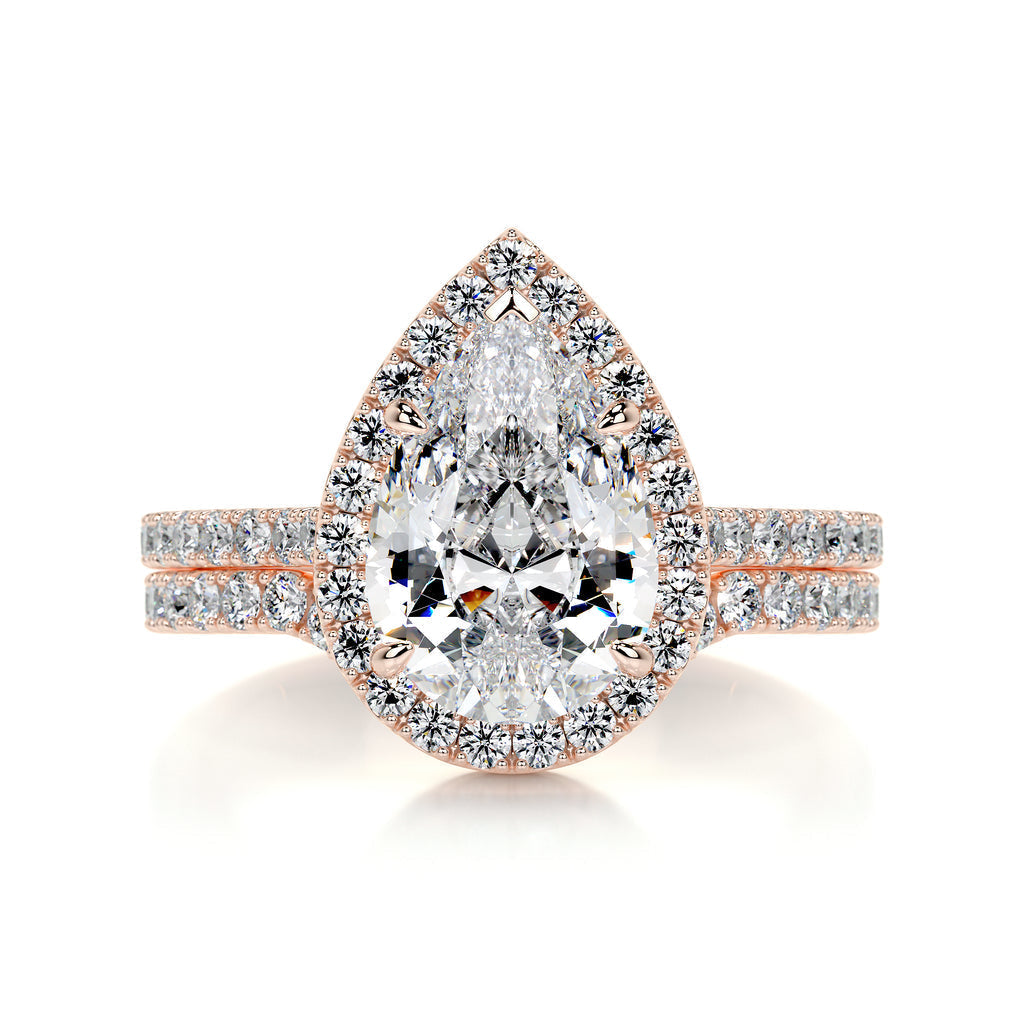 2.0 CT Pear Halo CVD F/VS  Diamond Bridal Set 11