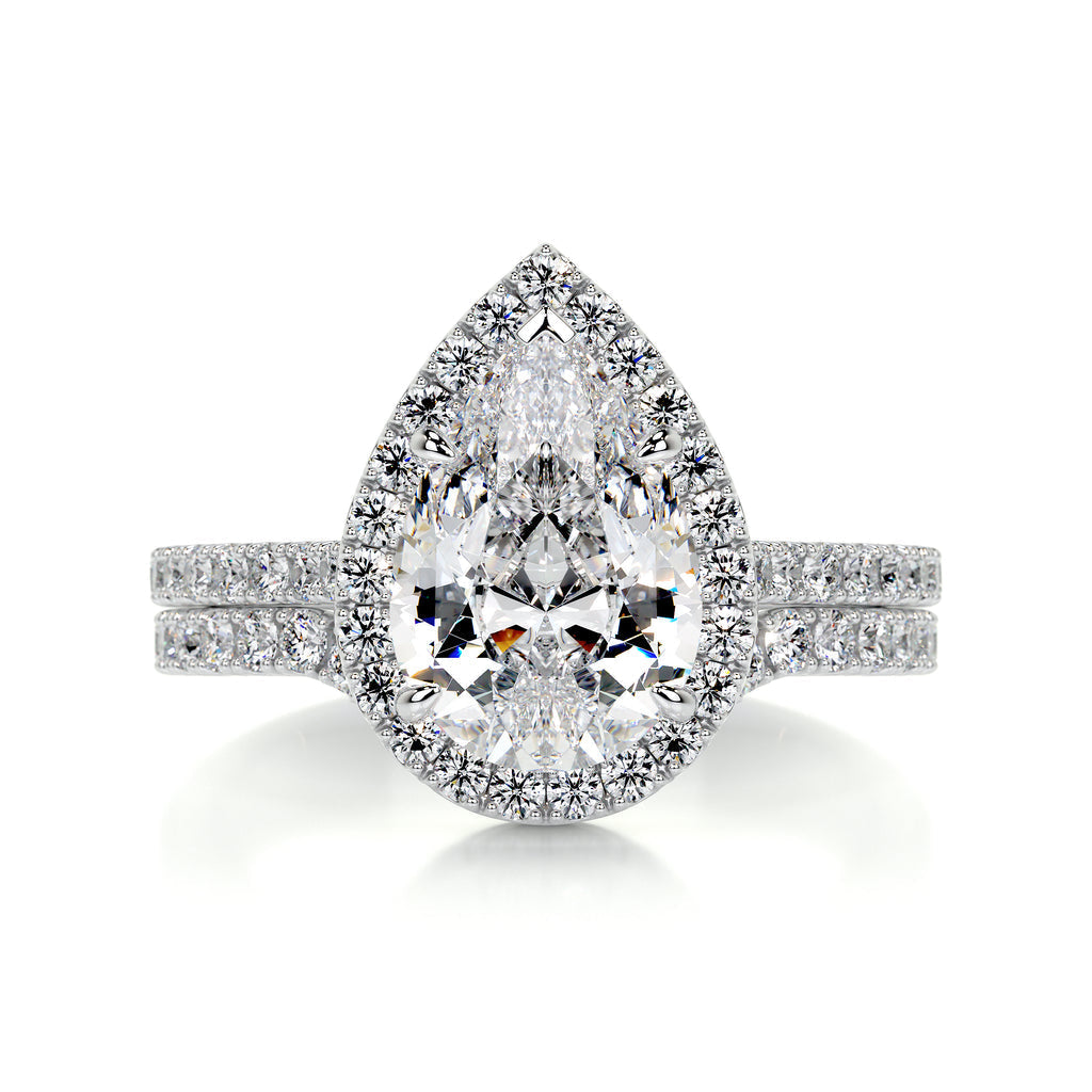 2.0 CT Pear Halo CVD F/VS  Diamond Bridal Set 1