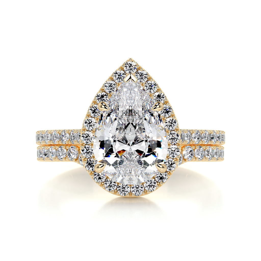 2.0 CT Pear Halo CVD F/VS  Diamond Bridal Set 6