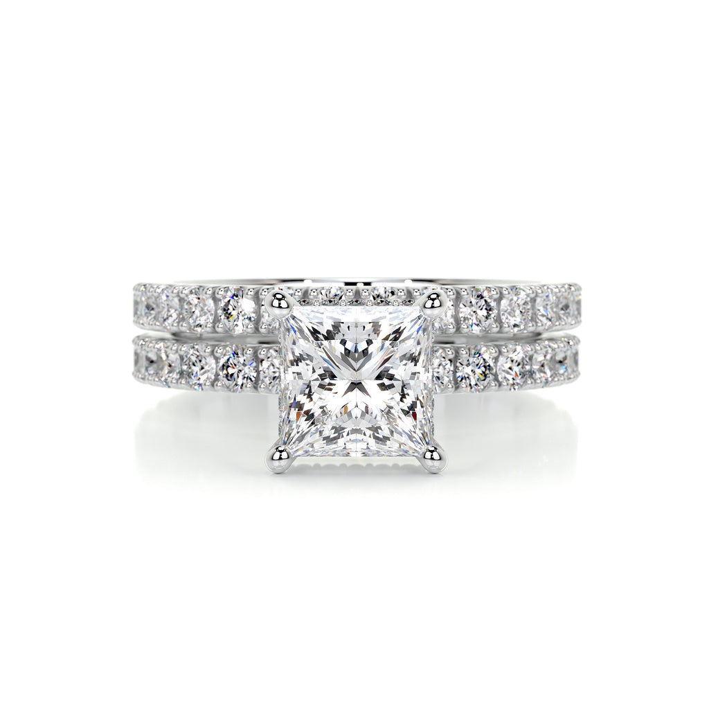 1.50 CT Princess Hidden Halo CVD F/VS Diamond Bridal Ring Set 1