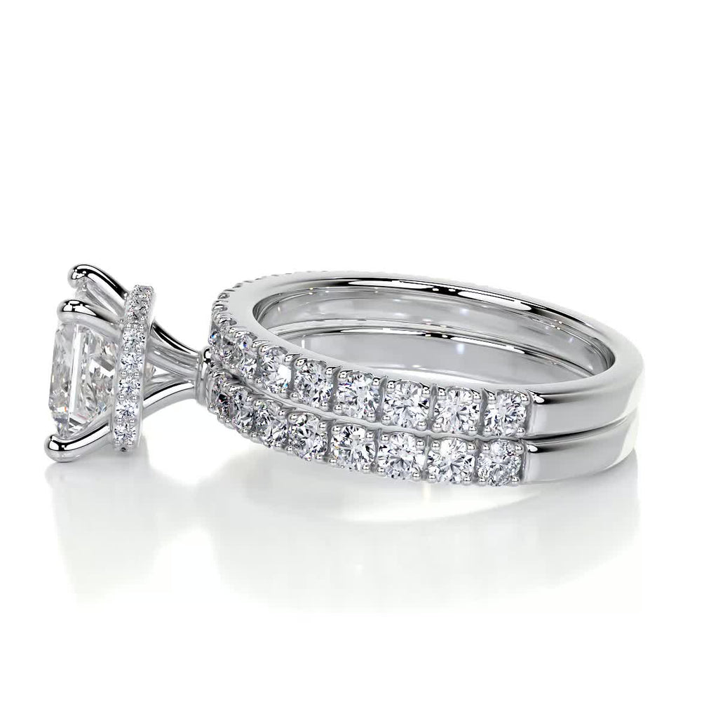 1.50 CT Princess Hidden Halo CVD F/VS Diamond Bridal Ring Set 4