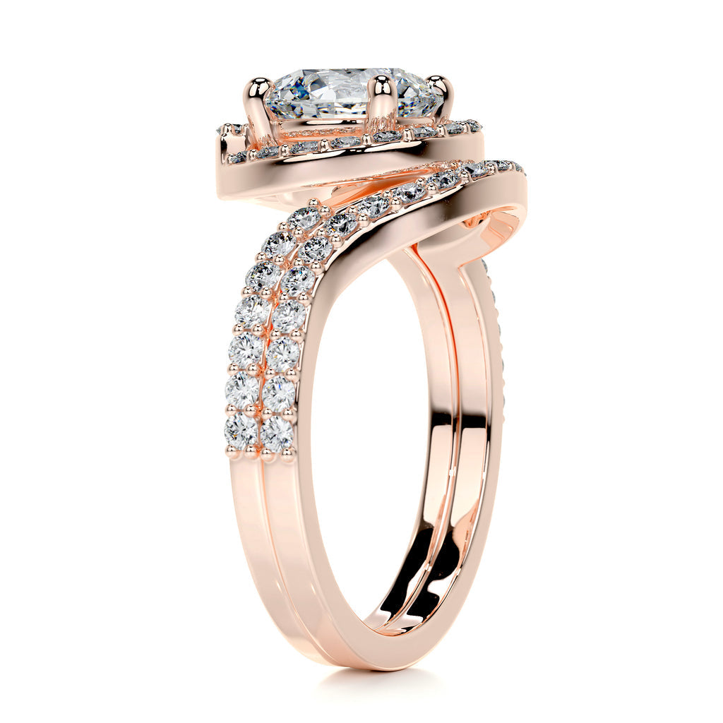 1.50 CT Round Halo CVD F/VS Diamond Bridal Ring Set 15