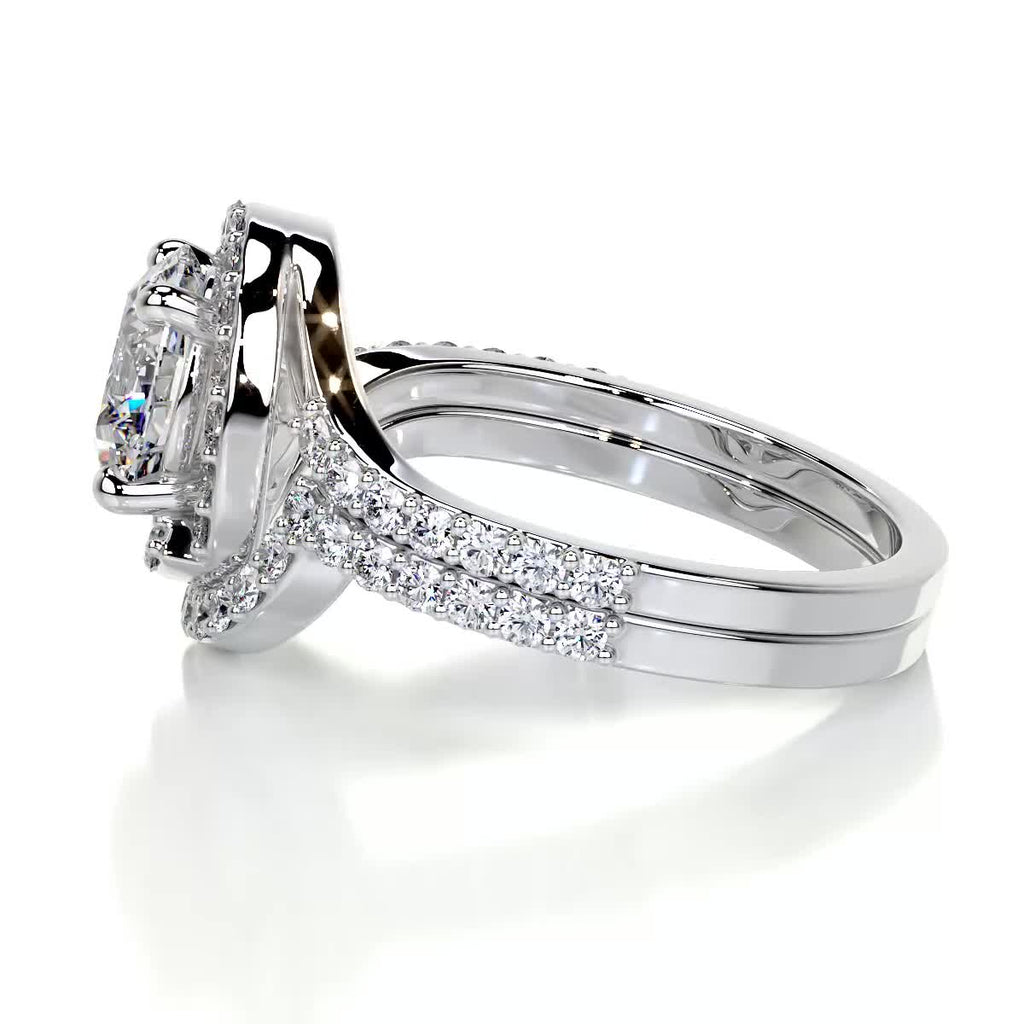 1.50 CT Round Halo CVD F/VS Diamond Bridal Ring Set 4