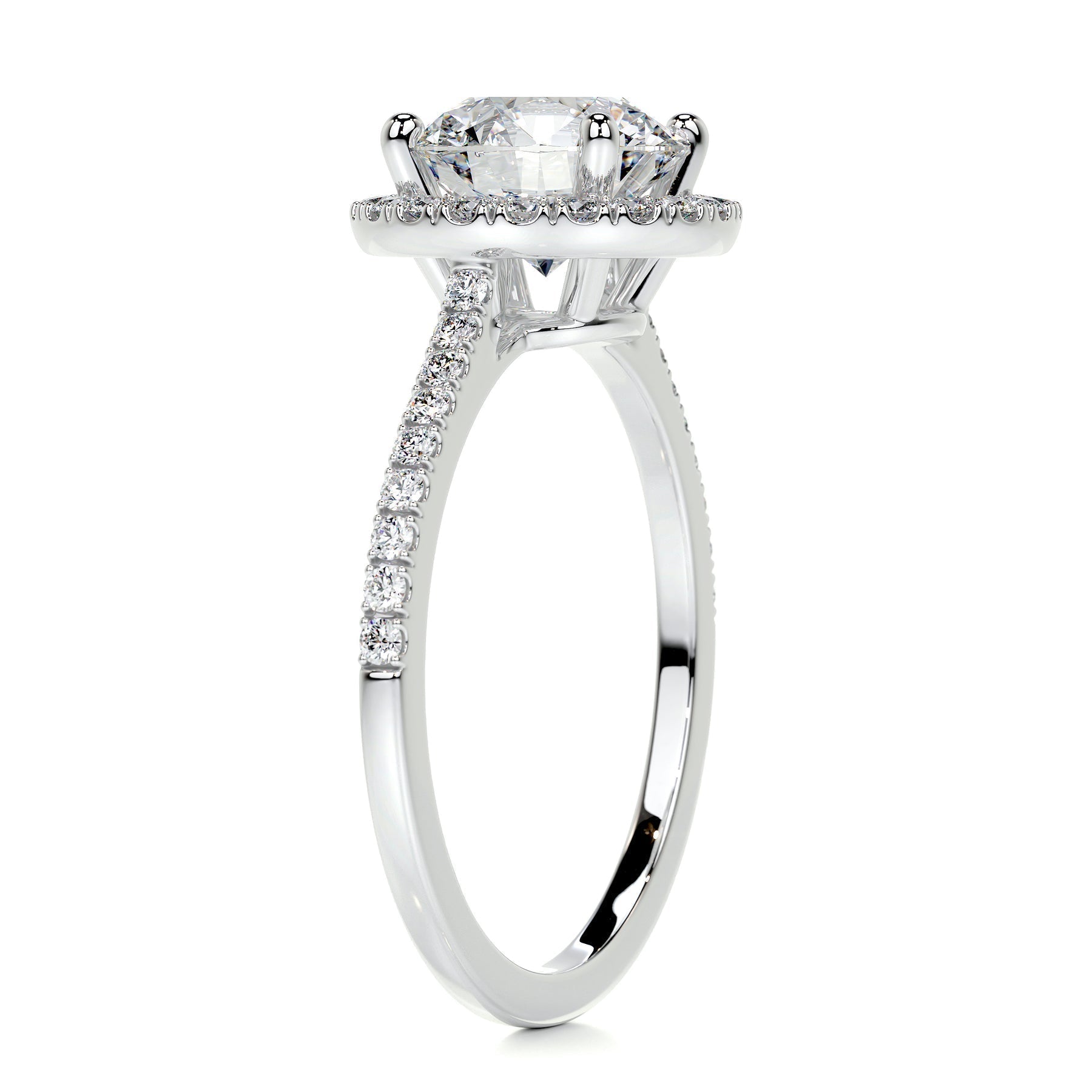 2 CT Round Halo CVD D/VS2 Diamond Engagement Ring 4