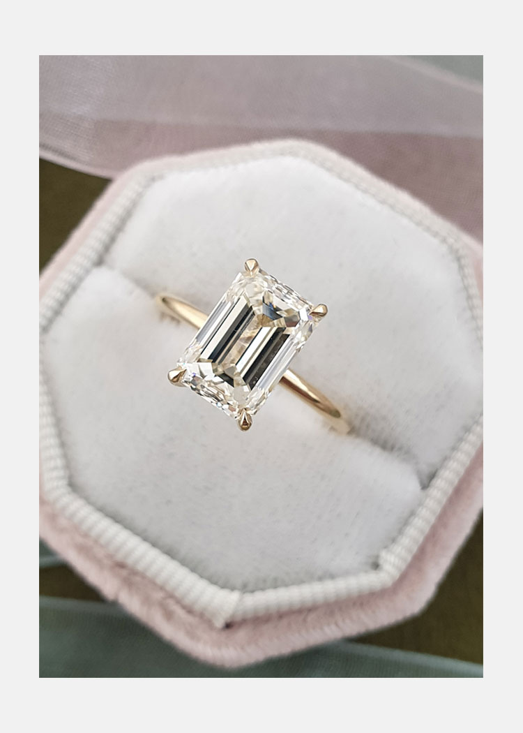 2.0 CT Emerald Cut Solitaire Style Moissanite Engagement Ring 5