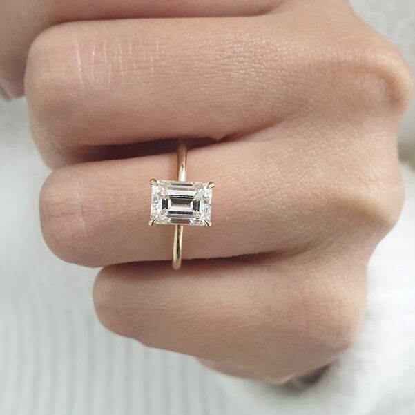 2.0 CT Emerald Cut Solitaire Style Moissanite Engagement Ring 4