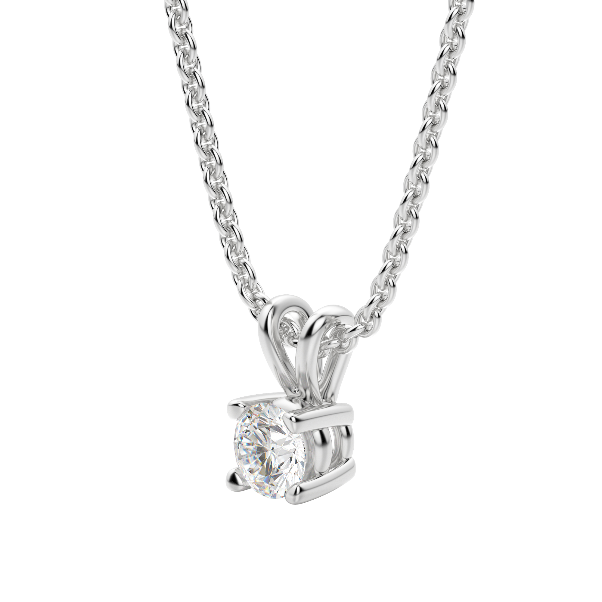 0.25 CT-1.0 CT Round Solitaire CVD F/VS Diamond Necklace 3