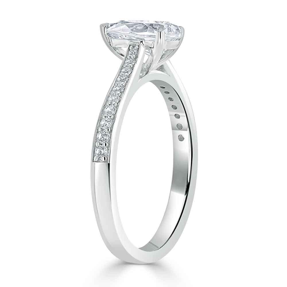 0.75 CT Pear Cut Solitaire Engagement Ring With Channel Pave Setting 3