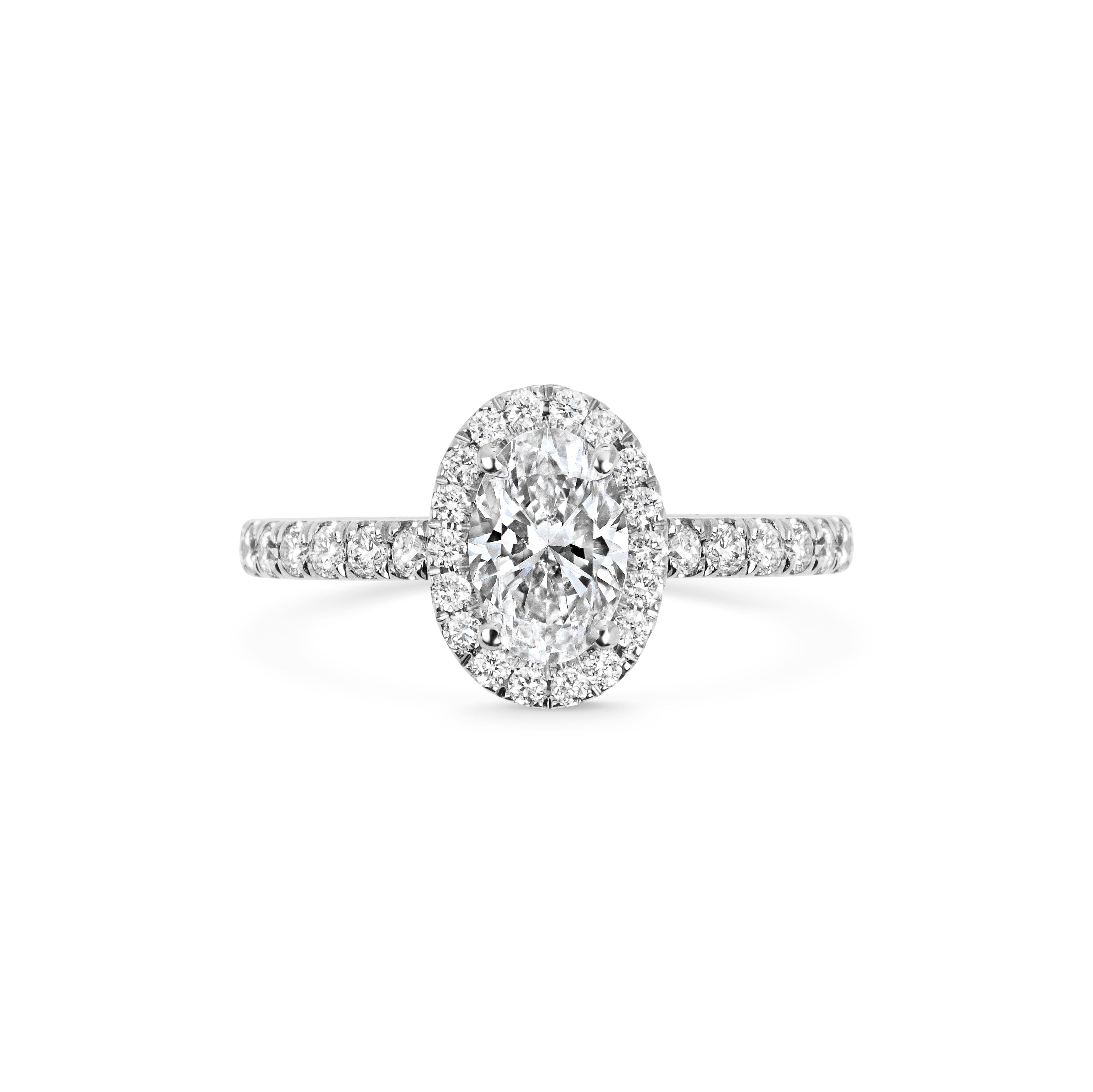 0.7 CT Oval Halo CVD F/VS1 Diamond Engagement Ring 1