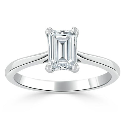 1.0 CT Emerald Cut Moissanite Solitaire Engagement Ring 4