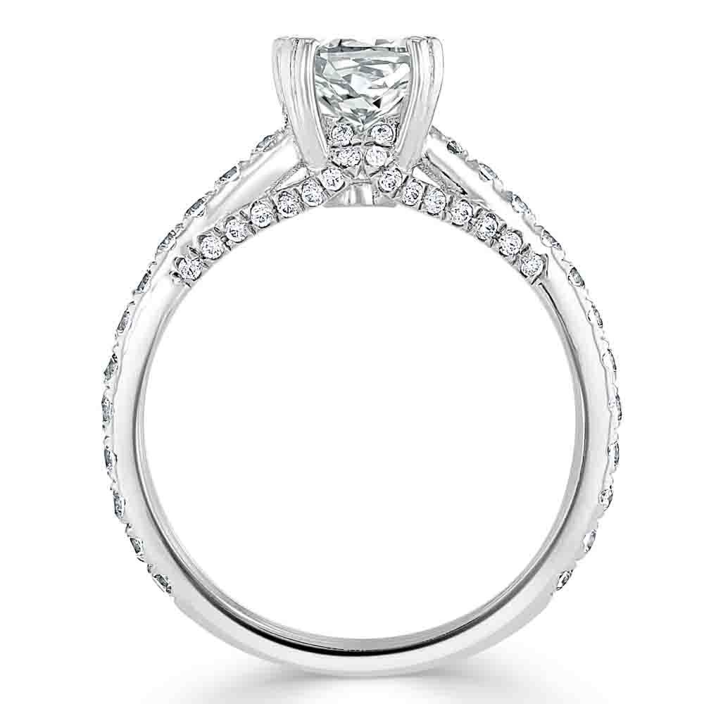 1.0 CT Cushion Cut Hidden Halo Pave Moissanite Engagement Ring 3