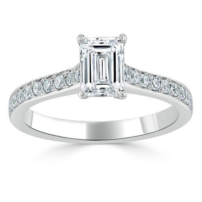 0.75 CT Emerald Cut Solitaire Moissanite Engagement Ring 2