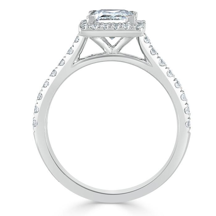 1.0 CT Princess Cut Halo Pave Setting Moissanite Engagement Ring 4