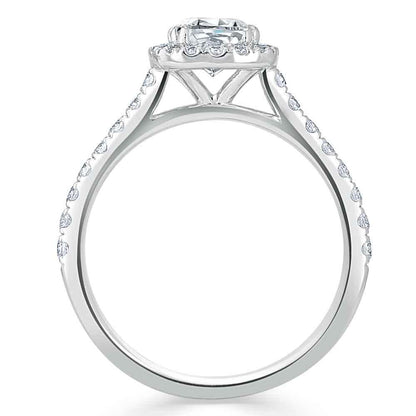 1.0 CT Cushion Cut Halo Pave Moissanite Engagement Ring 4