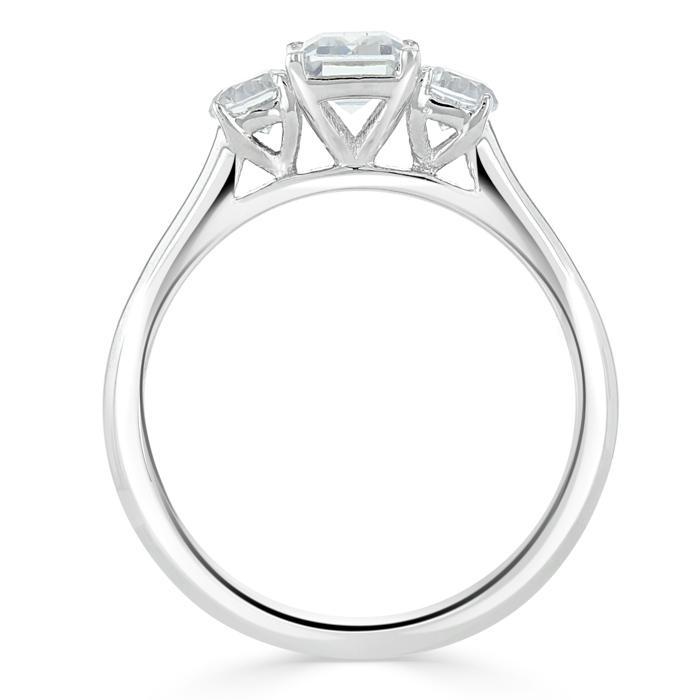 0.75 CT Emerald Cut Three Stone Moissanite Engagement Ring 4