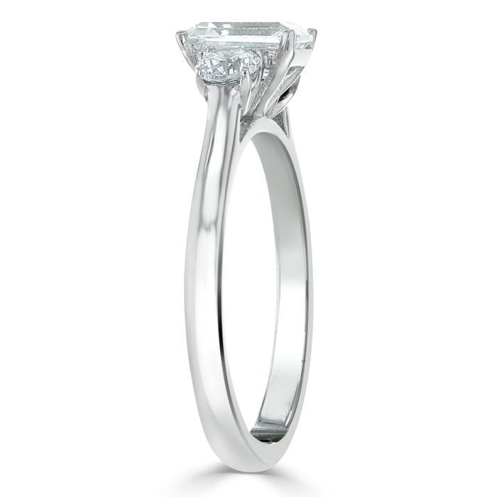 0.75 CT Emerald Cut Three Stone Moissanite Engagement Ring 3