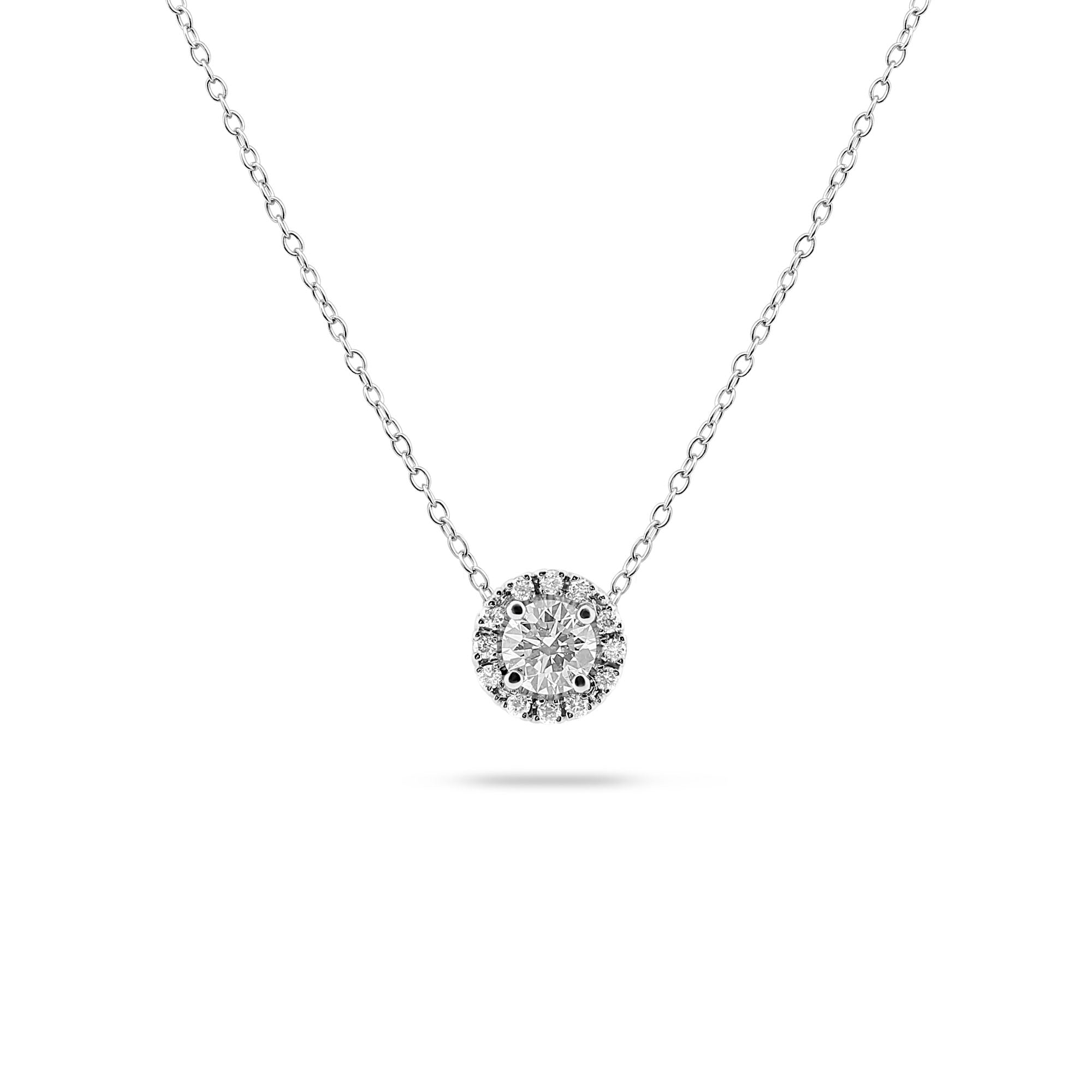 0.55 CT Round Halo CVD F/VS Diamond Necklace 1