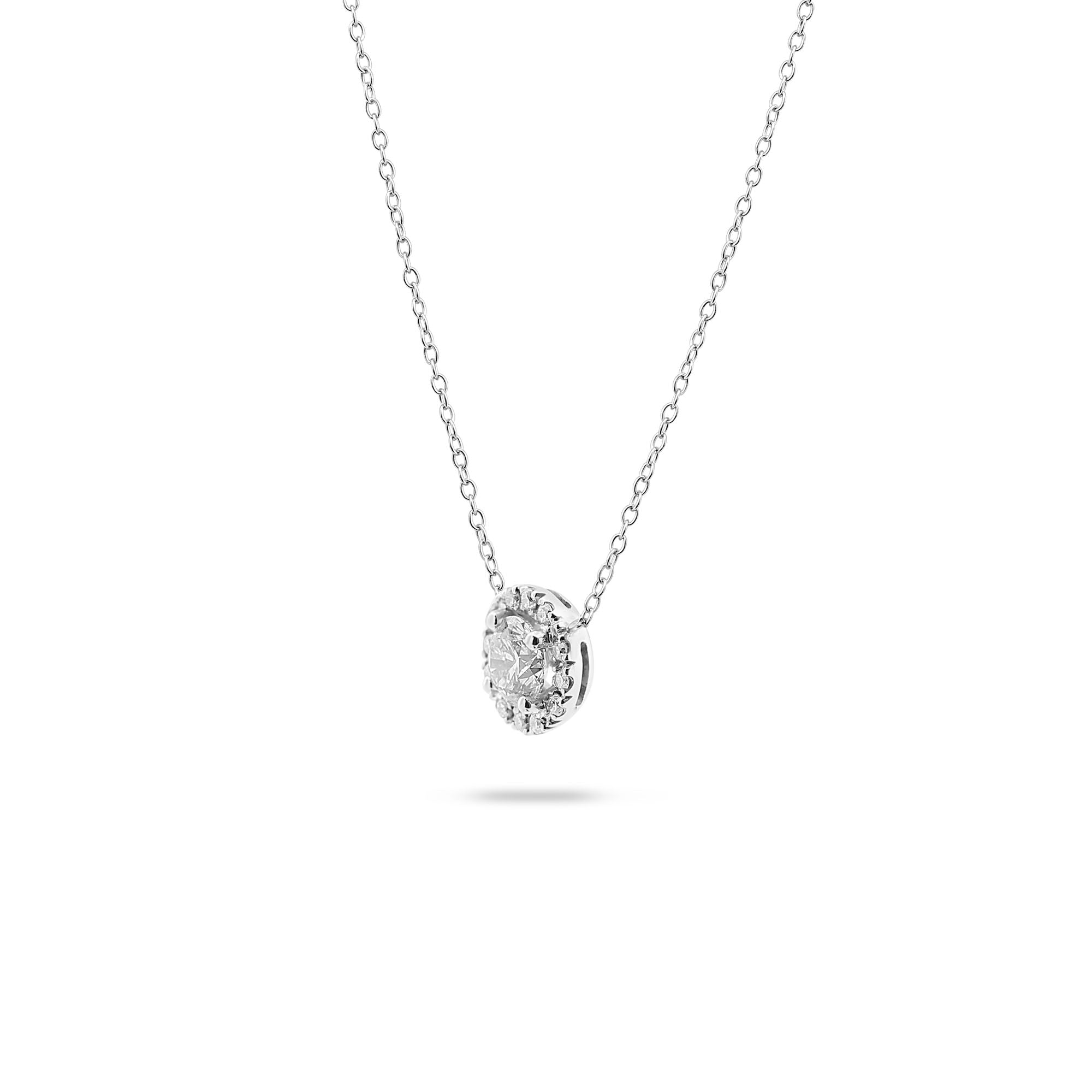 0.55 CT Round Halo CVD F/VS Diamond Necklace 3