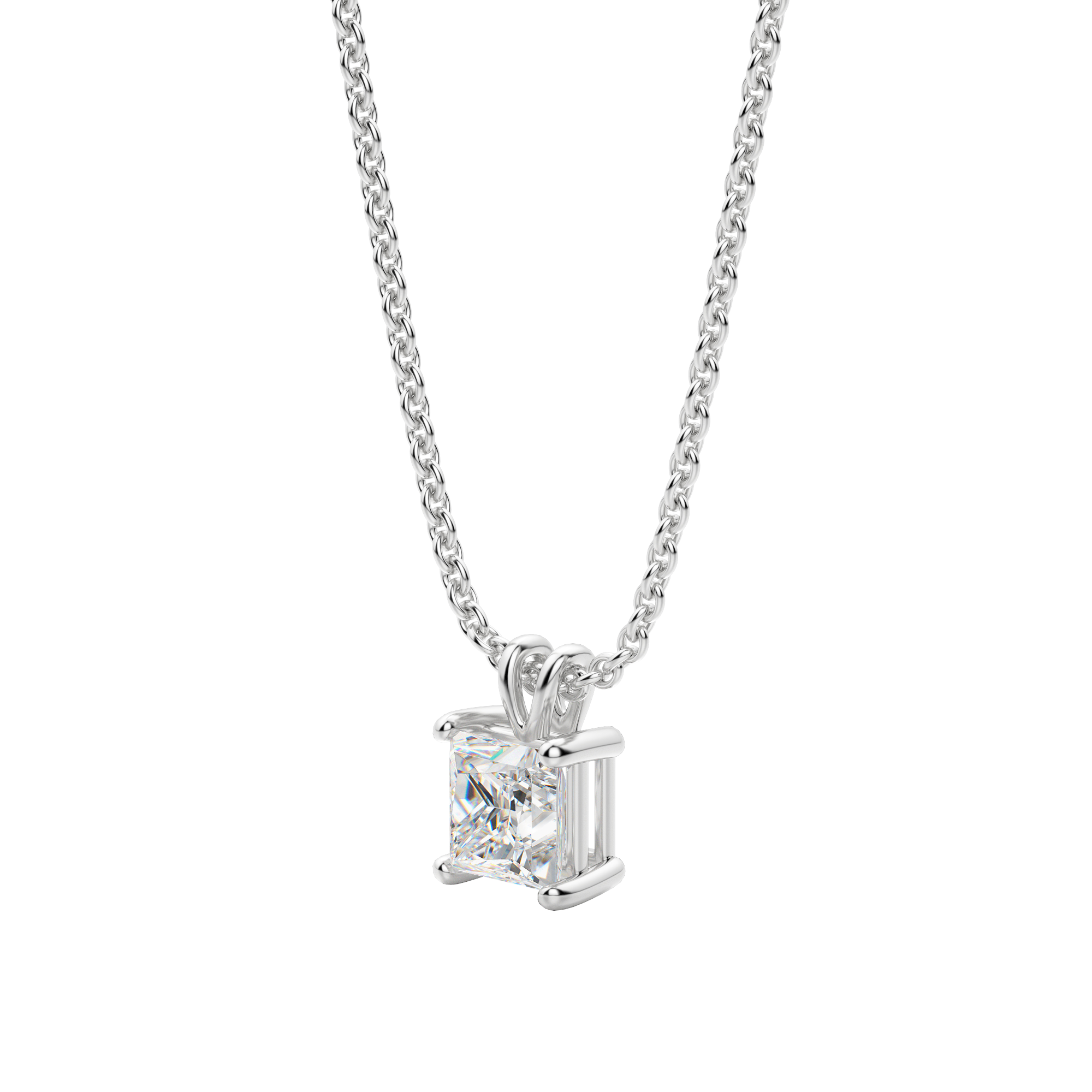 0.25 CT- 1.0 CT Princess Solitaire CVD F/VS Diamond Necklace 5