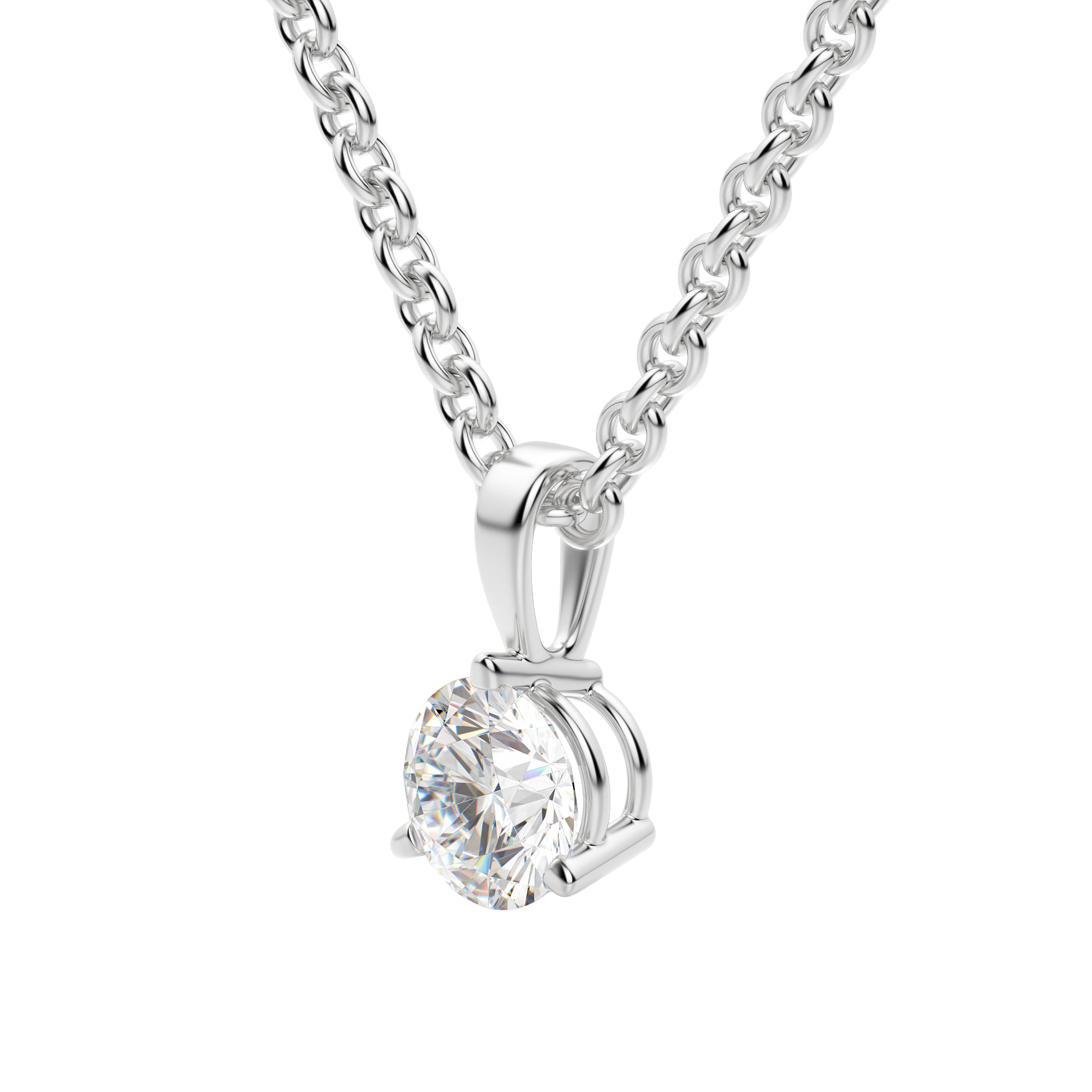 0.25 CT- 0.75 CT Round Solitaire CVD F/VS Diamond Necklace 6