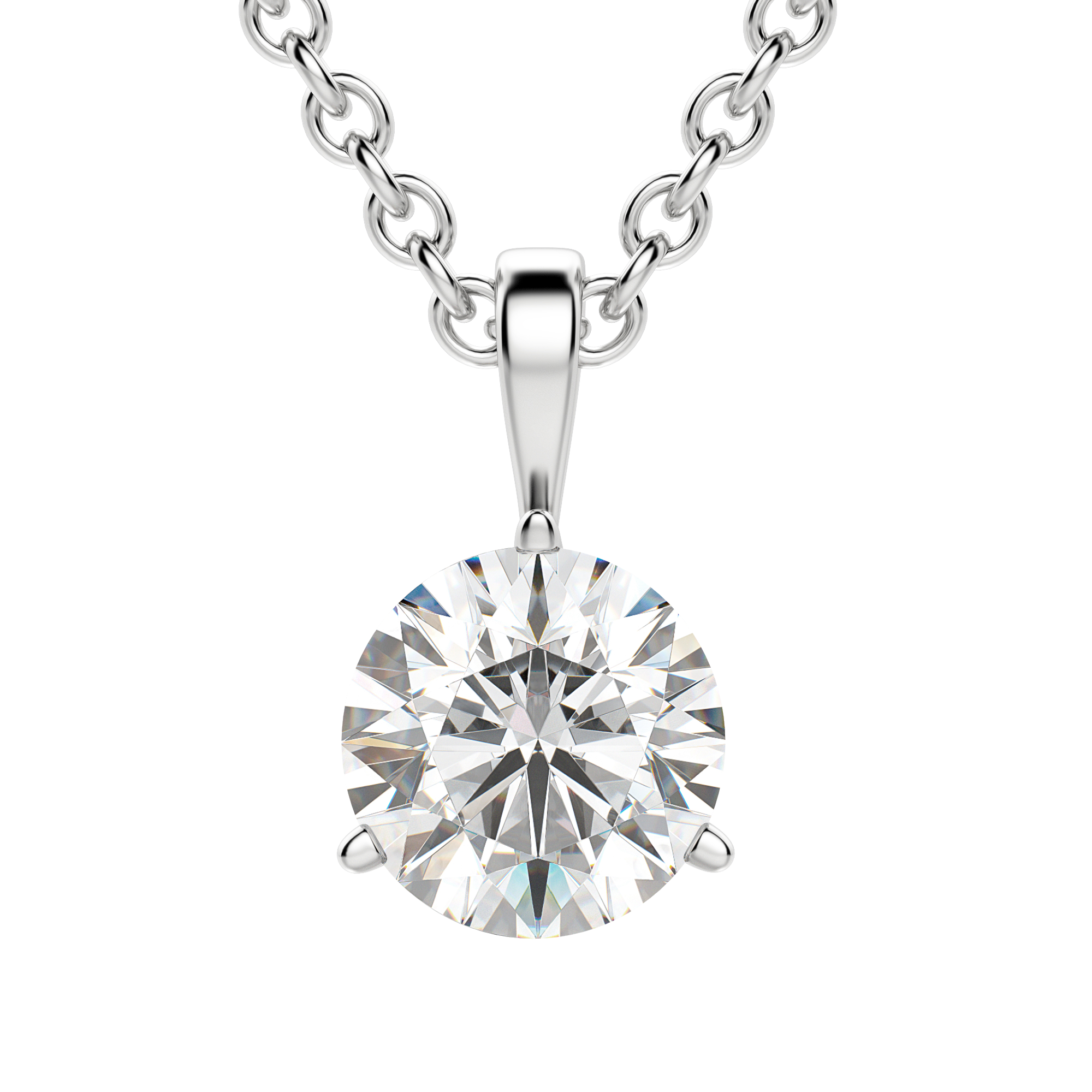 0.25 CT- 0.75 CT Round Solitaire CVD F/VS Diamond Necklace 1