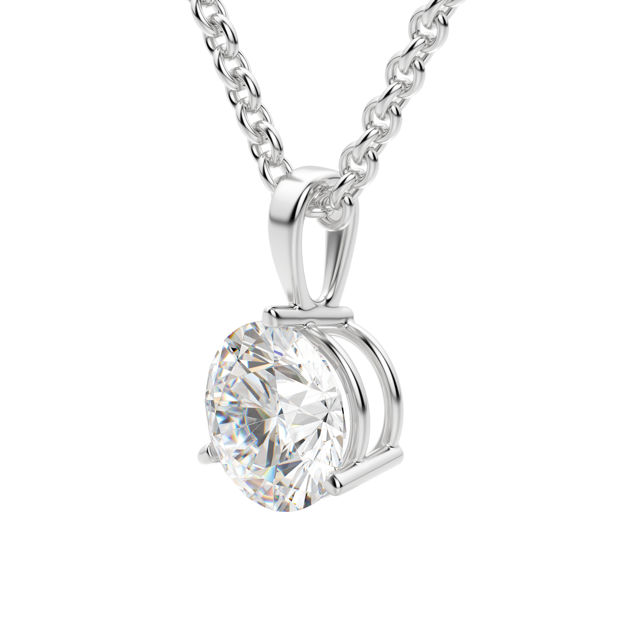 0.25 CT- 0.75 CT Round Solitaire CVD F/VS Diamond Necklace 5