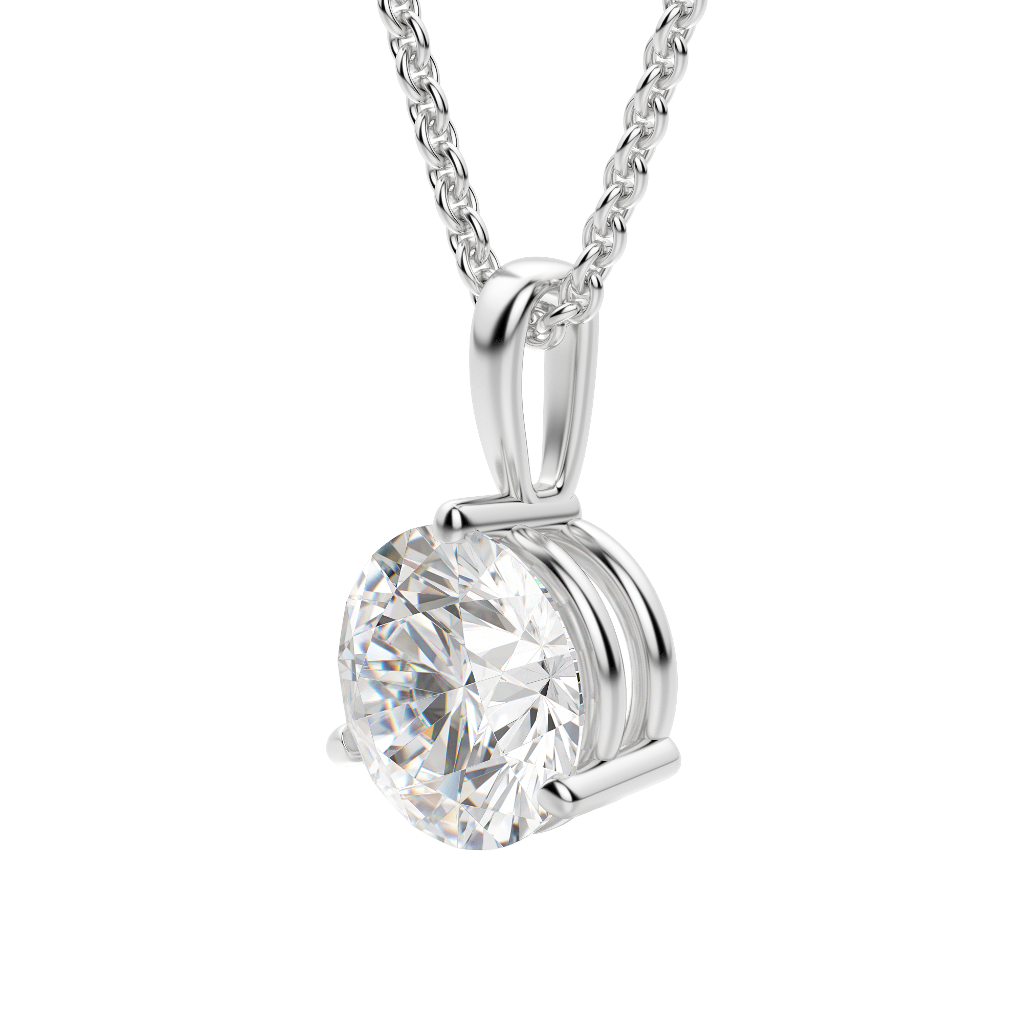 0.25 CT- 0.75 CT Round Solitaire CVD F/VS Diamond Necklace 4