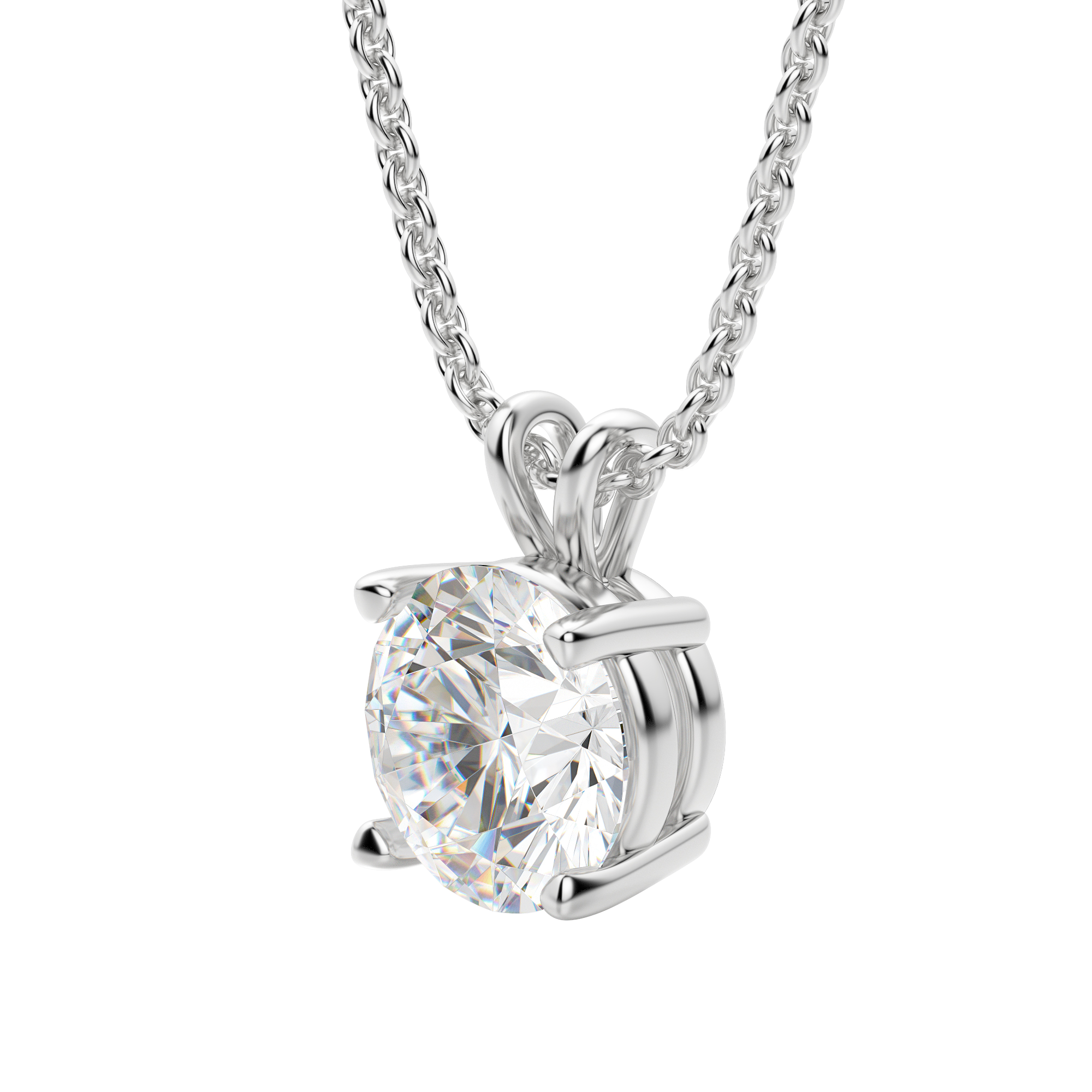 0.25 CT-1.0 CT Round Solitaire CVD F/VS Diamond Necklace 4