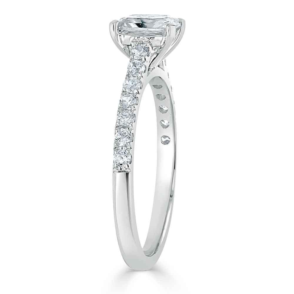 0.75 CT Radiant Cut Solitaire Pave Setting Engagement Ring 3