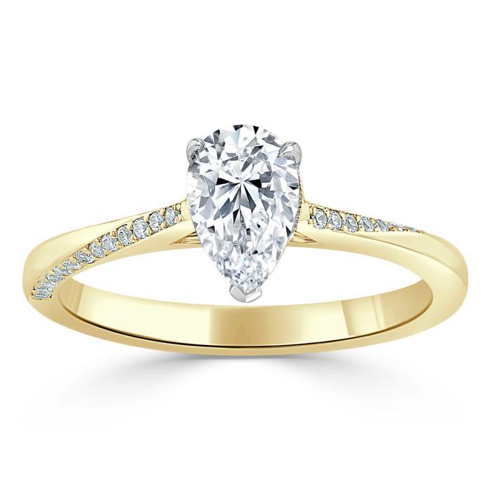 0.75 CT Pear Cut Solitaire Moissanite Engagement Ring 5