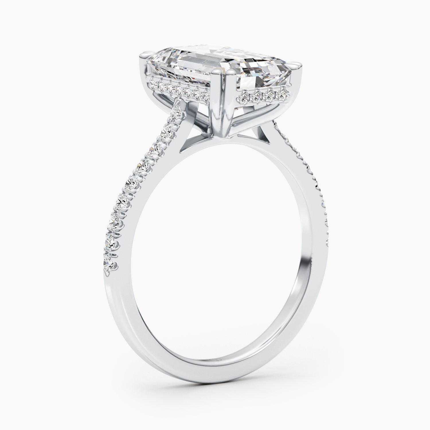 5.02 CT Emerald Hidden Halo CVD G/VS Diamond Engagement Ring 3