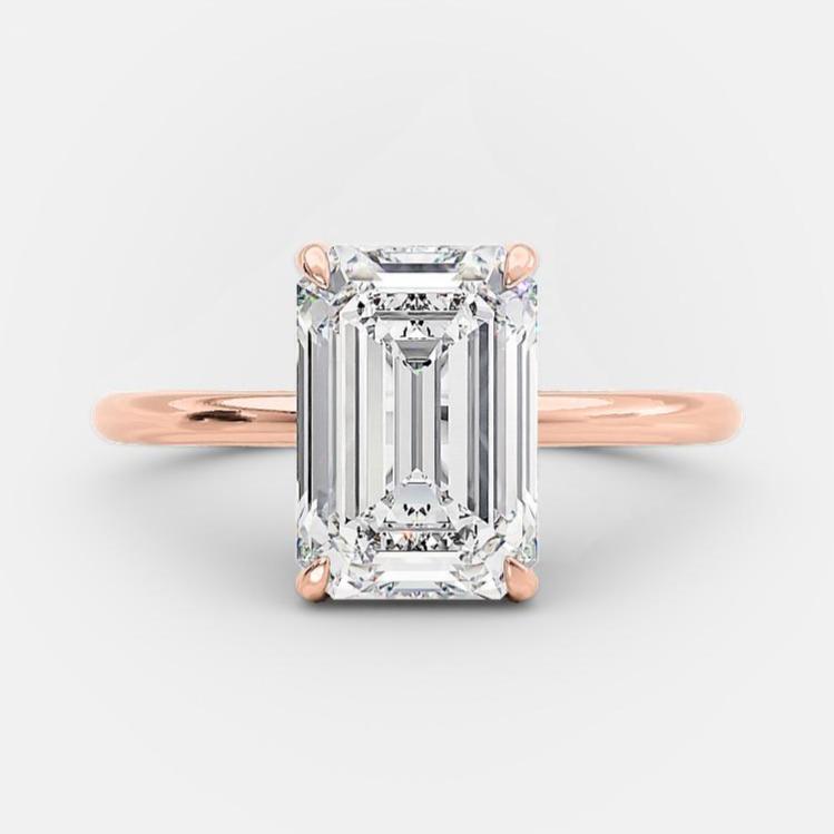 2.0 CT Emerald Cut Solitaire Style Moissanite Engagement Ring 9