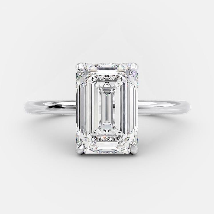 2.0 CT Emerald Cut Solitaire Style Moissanite Engagement Ring 7