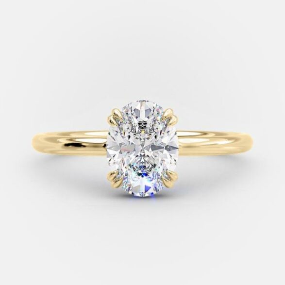 1.33 CT Oval Solitaire Hidden Halo Style Moissanite Engagement Ring 6