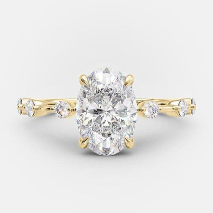 2.1 CT Oval Dainty Pave Moissanite Engagement Ring 5