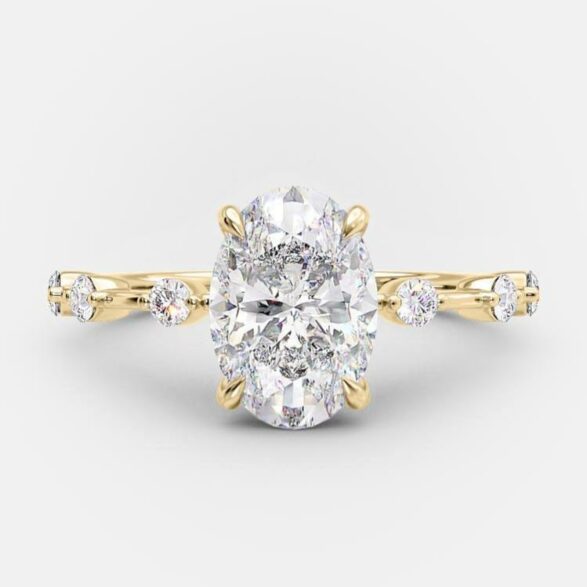 2.1 CT Oval Dainty Pave Moissanite Engagement Ring 5