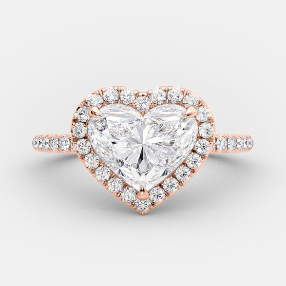 2.0 CT Heart Cut Halo Style Moissanite Engagement Ring 6